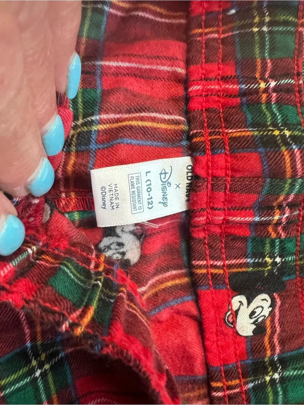Disney- Red Plaid Kids Pajamas with Mickey Print-Unisex